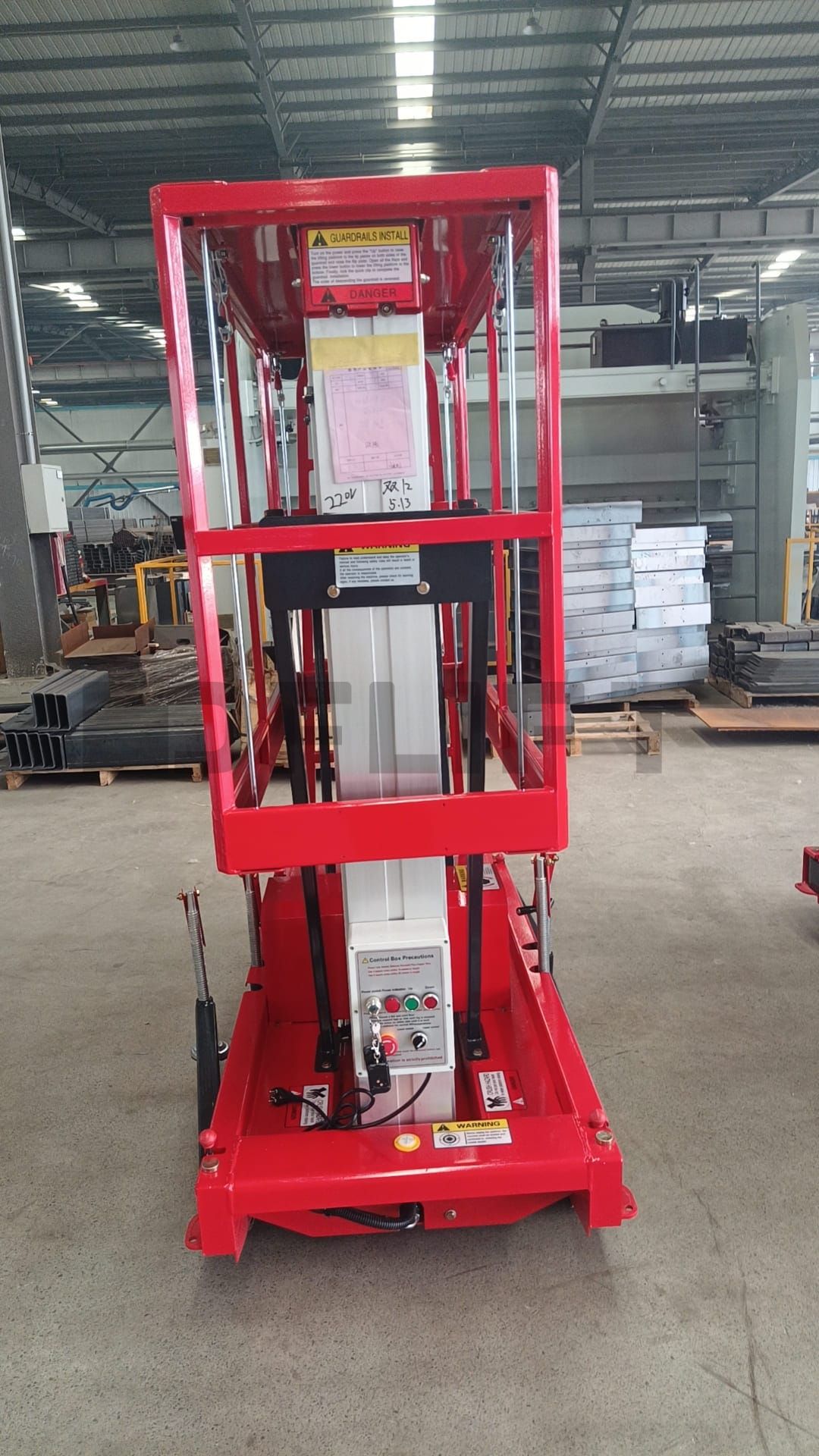 Double mast aluminum alloy lifting platform